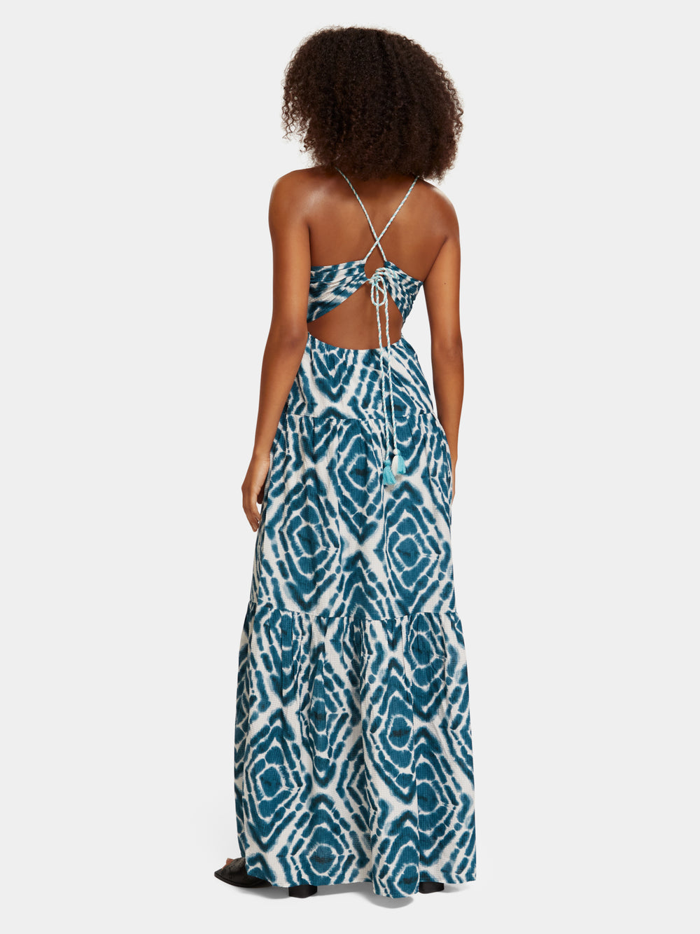 V-neck tie-dyed maxi strap dress - Scotch & Soda AU