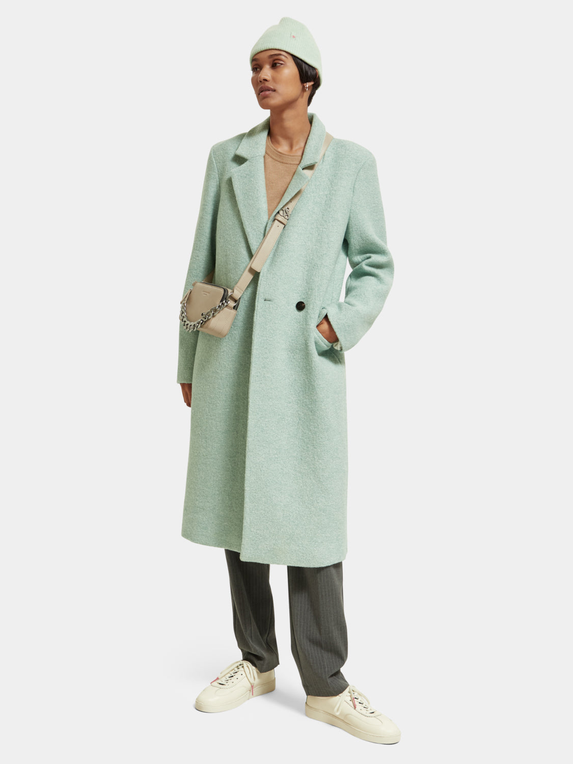 Single-breasted boucle coat - Scotch & Soda AU