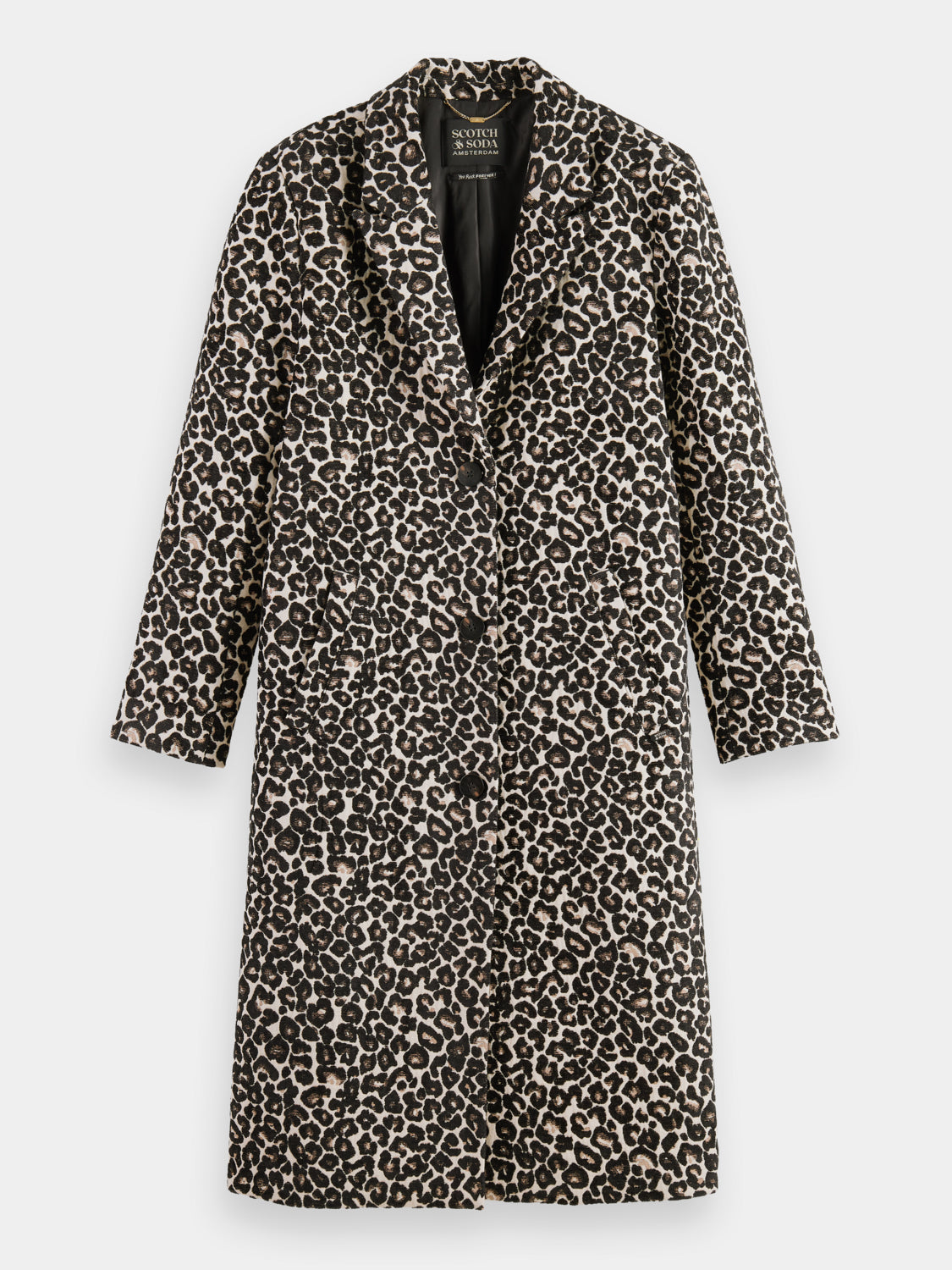 Leopard single-breasted coat - Scotch & Soda AU