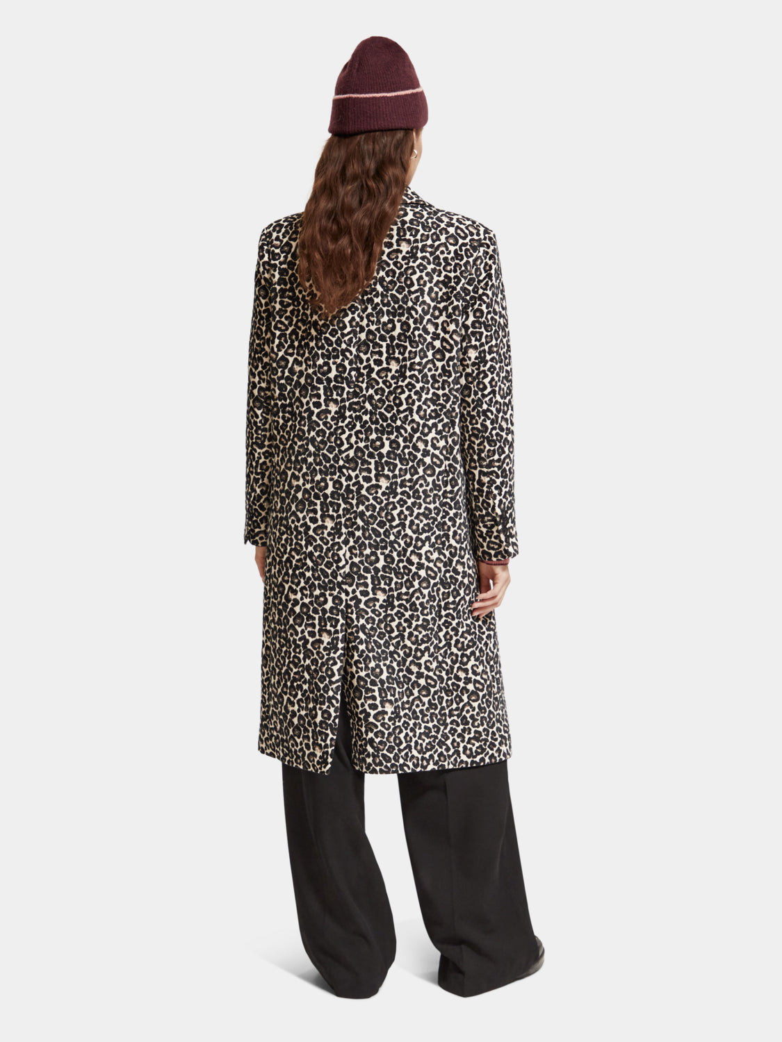 Leopard single-breasted coat - Scotch & Soda AU