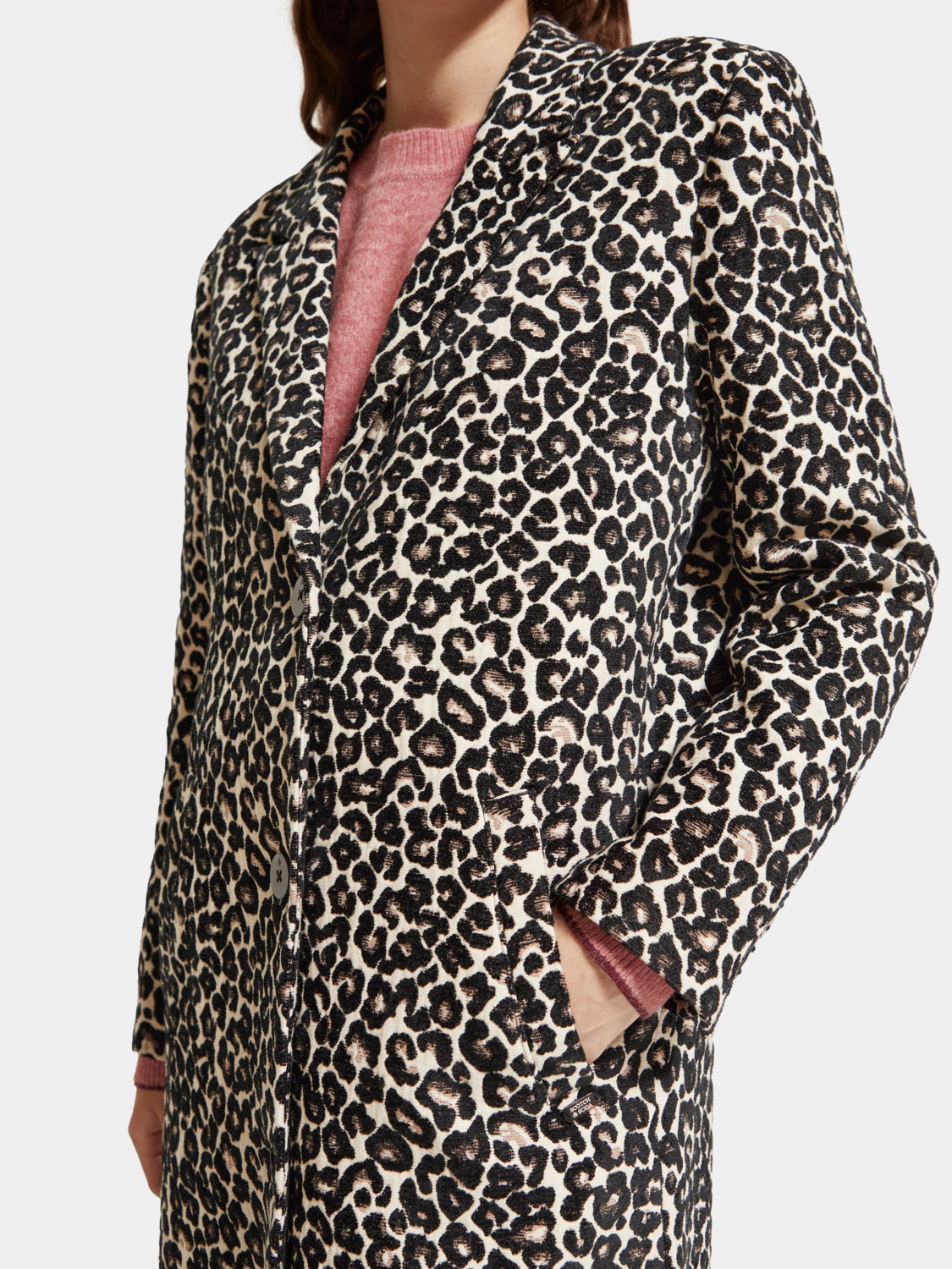 Leopard single-breasted coat - Scotch & Soda AU