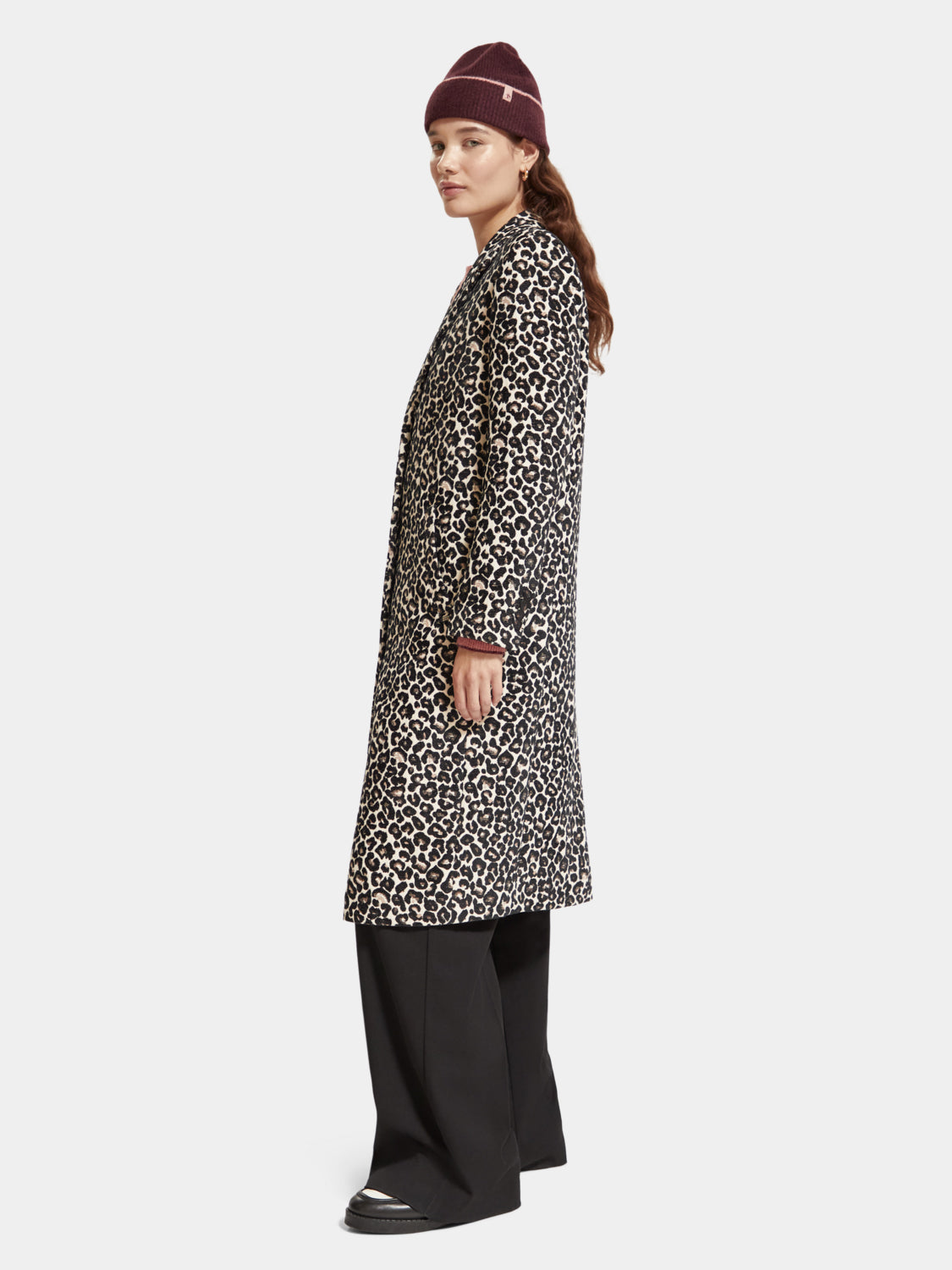 Leopard single-breasted coat - Scotch & Soda AU