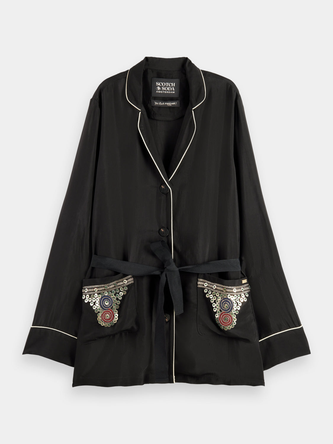 Embroidered belted pyjama blazer - Scotch & Soda AU