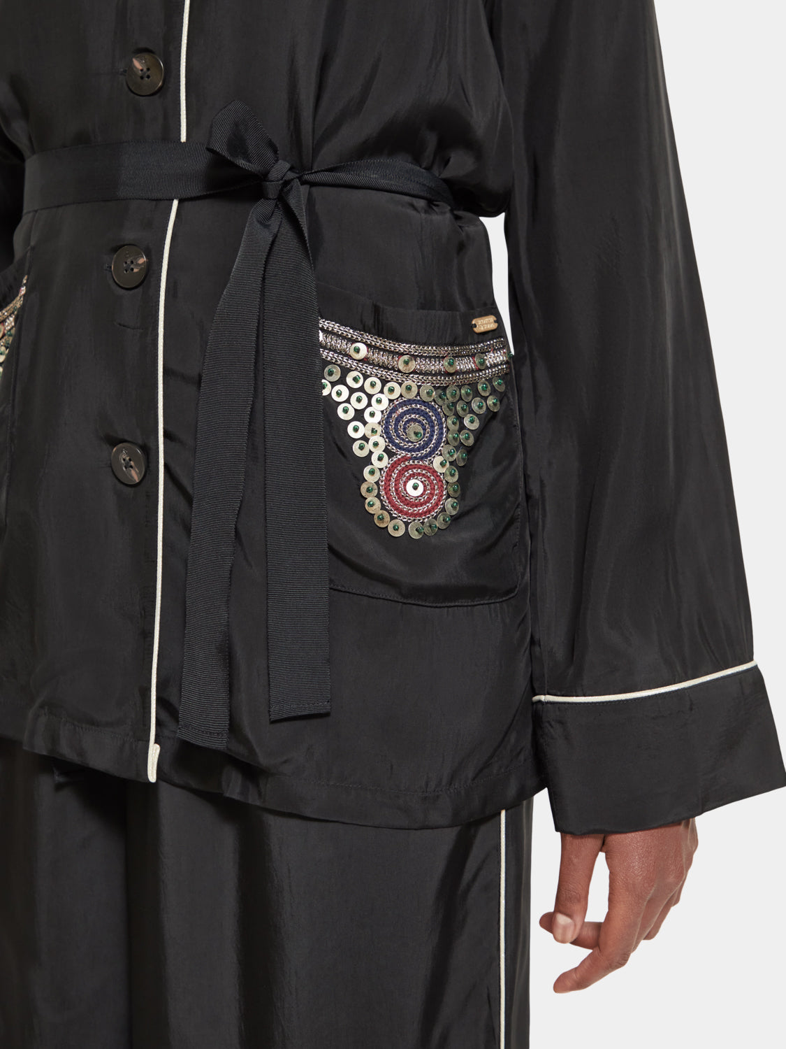 Embroidered belted pyjama blazer - Scotch & Soda AU