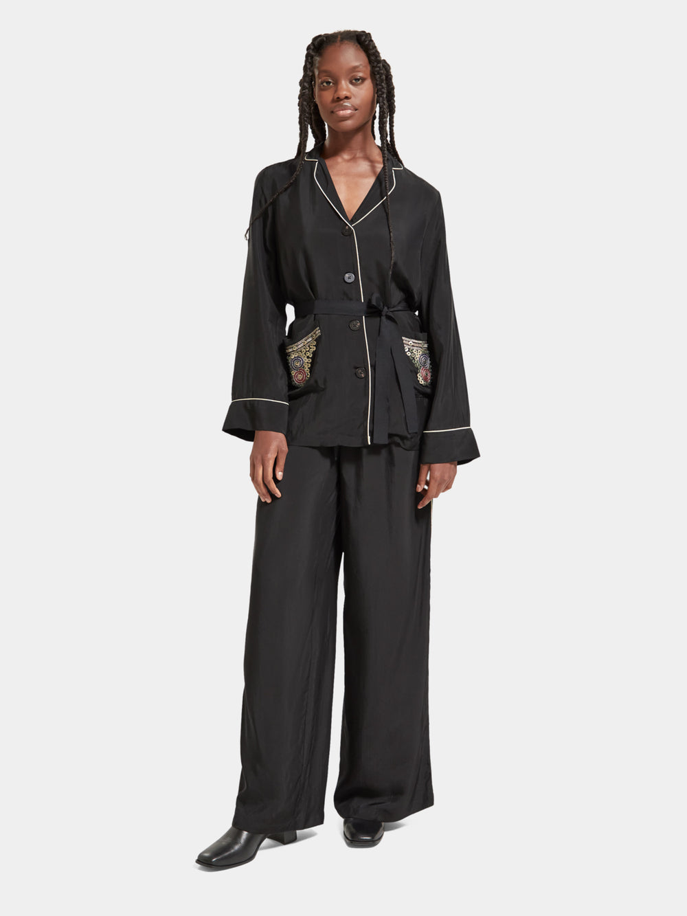 Embroidered belted pyjama blazer - Scotch & Soda AU