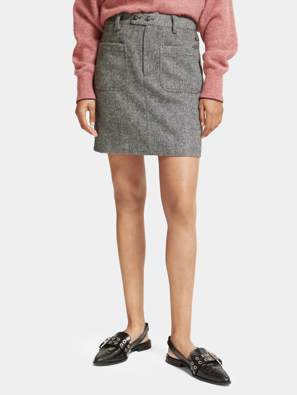 Herringbone high-rise mini skirt - Scotch & Soda AU
