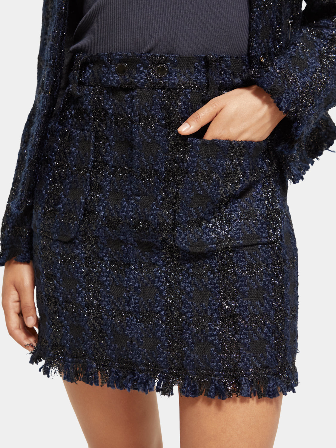 Boucle tweed check mini skirt - Scotch & Soda AU