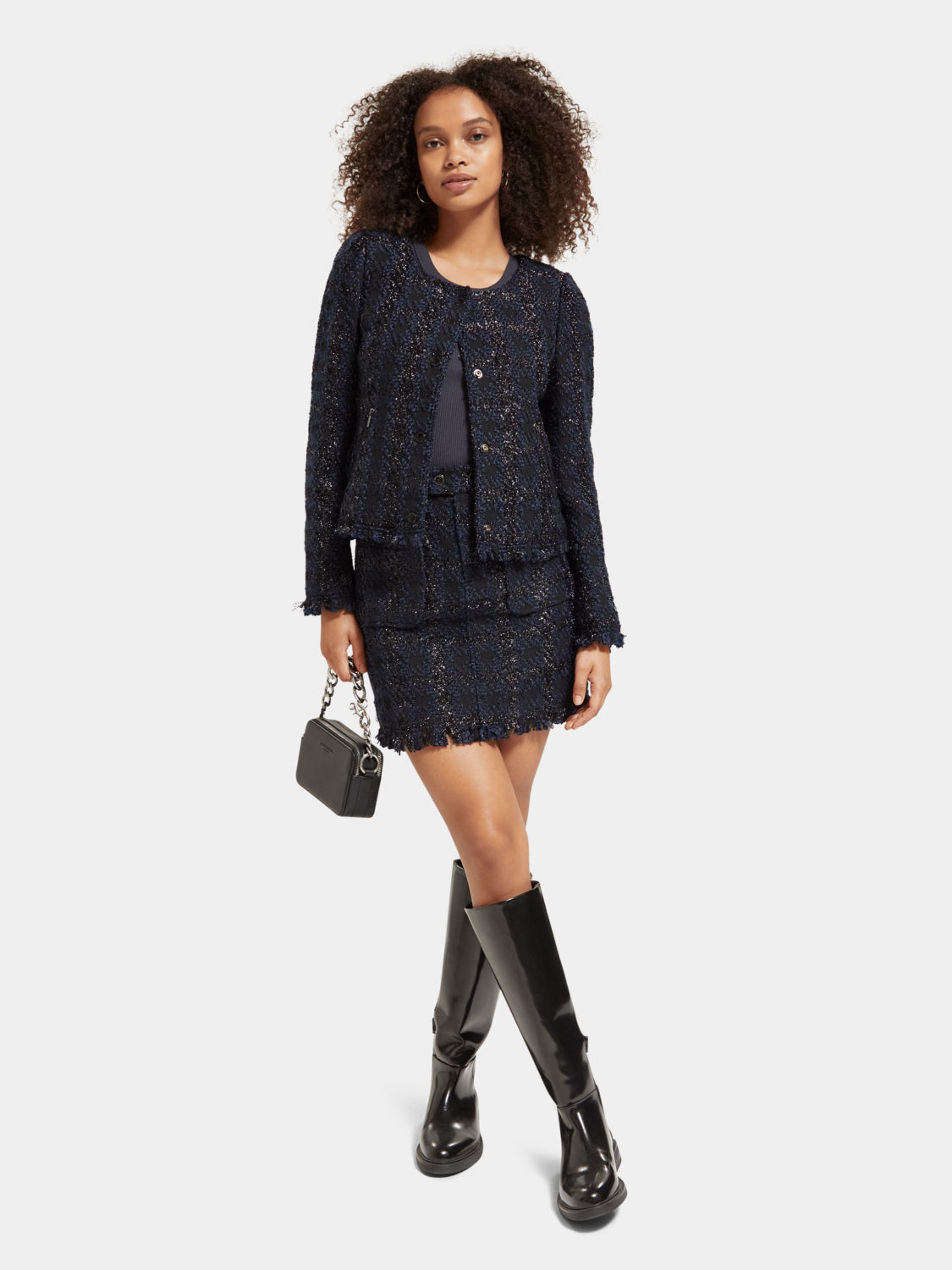 Boucle tweed check mini skirt - Scotch & Soda AU