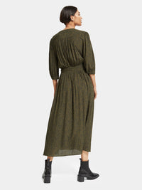 Leonora Wrap Midi Dress Black Aop Sandshell