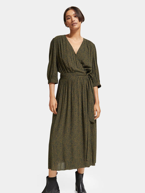 Clora Ls Midi Wrap Dress Kentucky Blue Aop main image 0