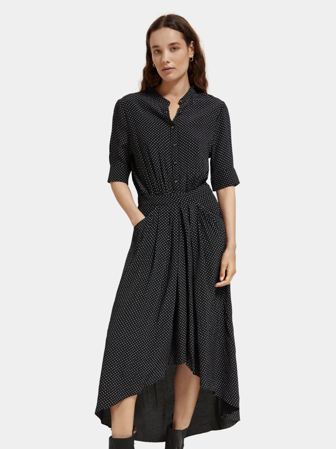 Midi shirt dress with asymmetrical skirt Scotch Soda AU