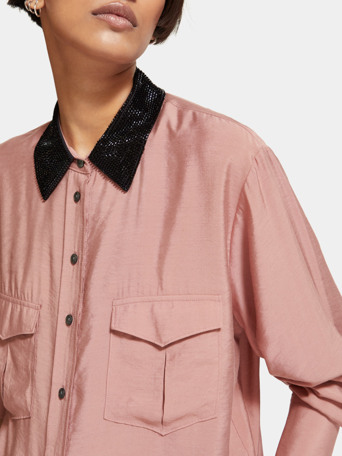 Relaxed-fit shirt with beaded collar - Scotch & Soda AU