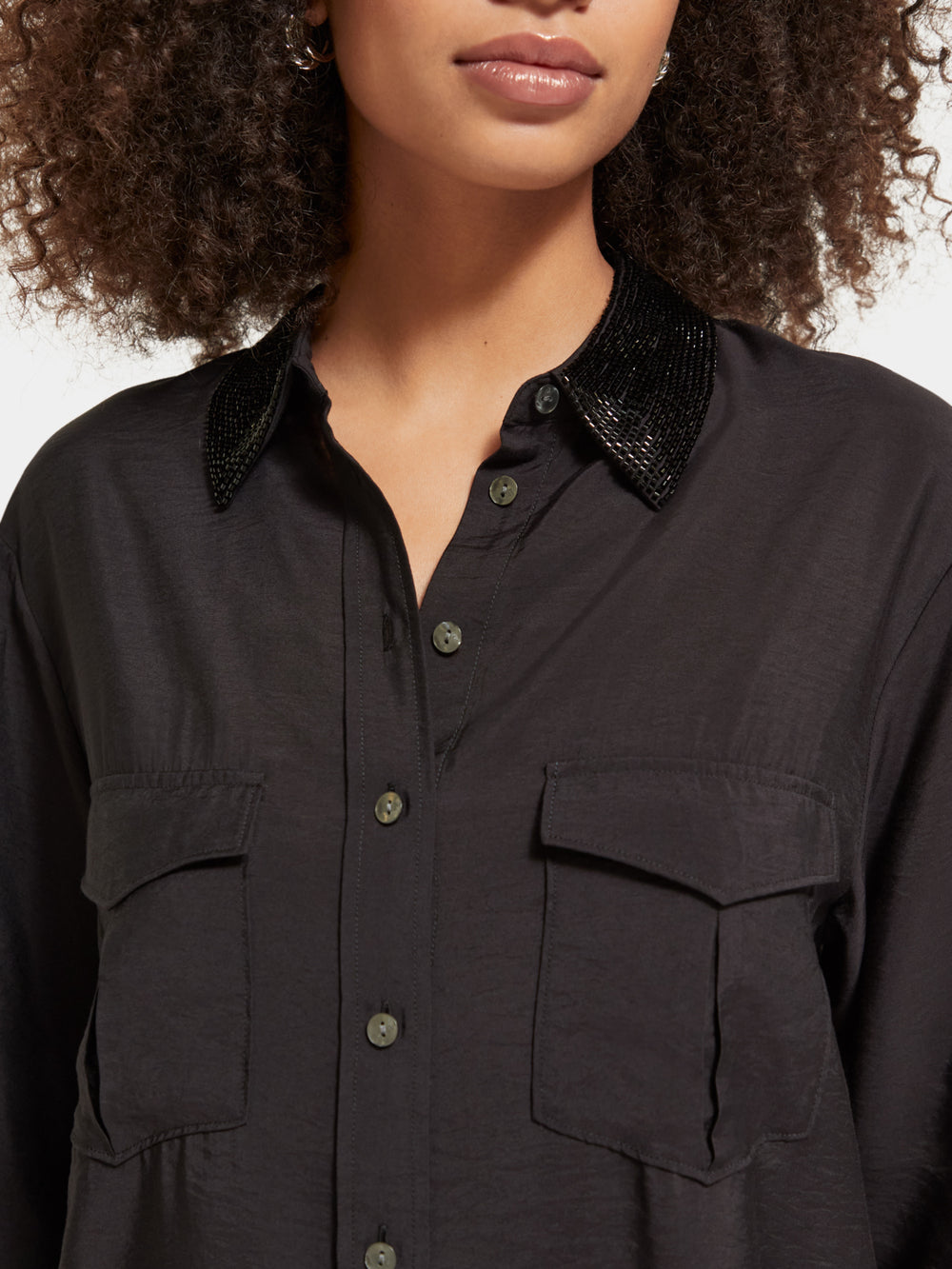Relaxed-fit shirt with beaded collar - Scotch & Soda AU
