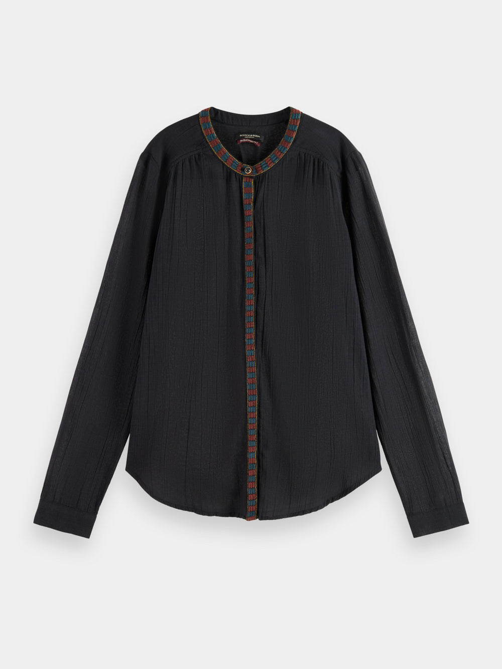 Collarless shirt with placket trim - Scotch & Soda AU