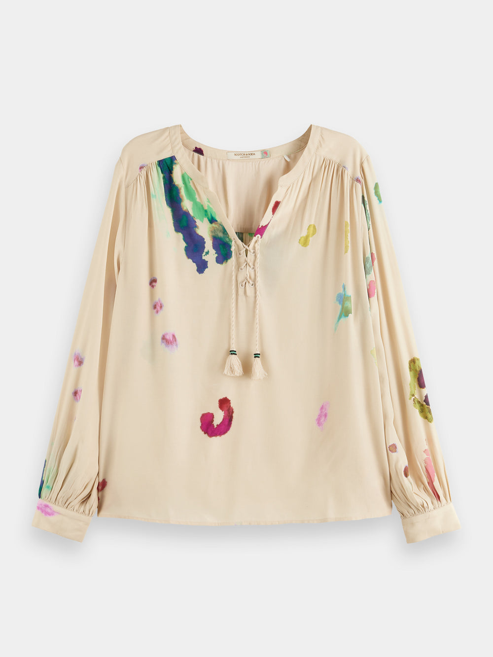 Lace-up blouse with balloon sleeves - Scotch & Soda AU