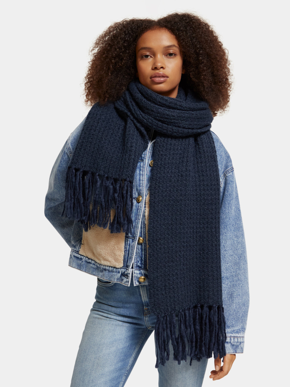 Waffle stitch fringed scarf - Scotch & Soda AU