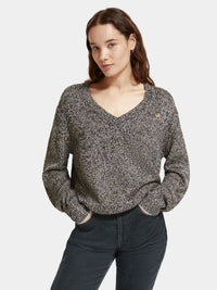 V-neck melange sweater