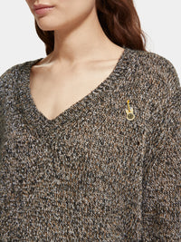 V-neck melange sweater