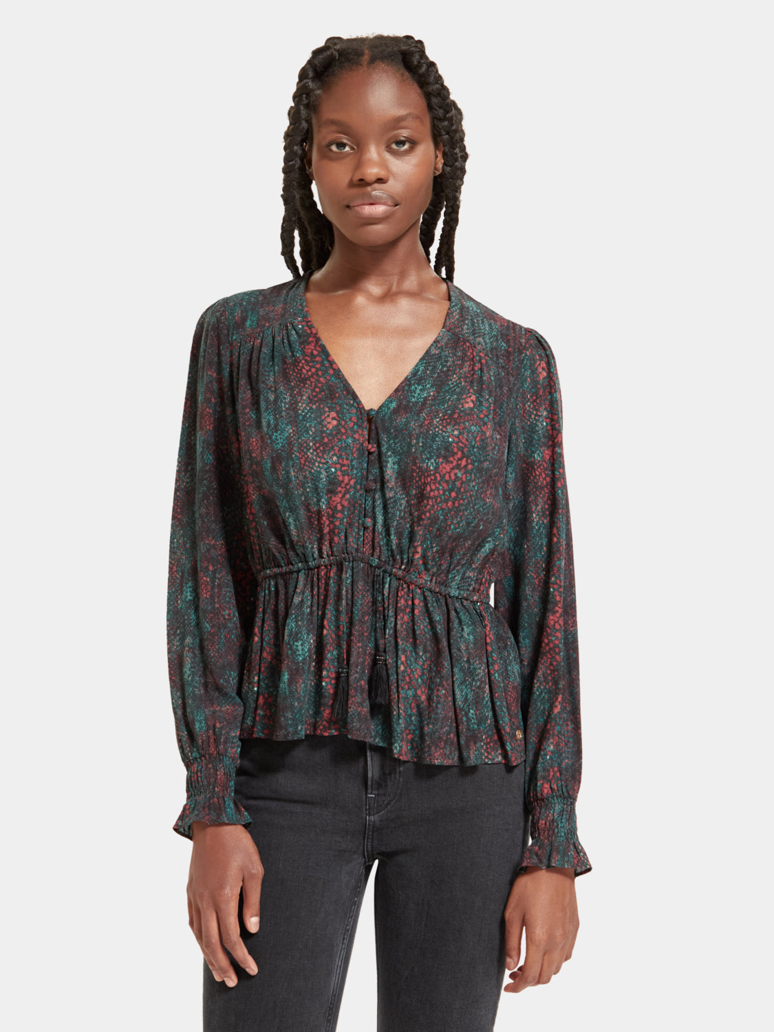 V-neck peplum top - Scotch & Soda AU