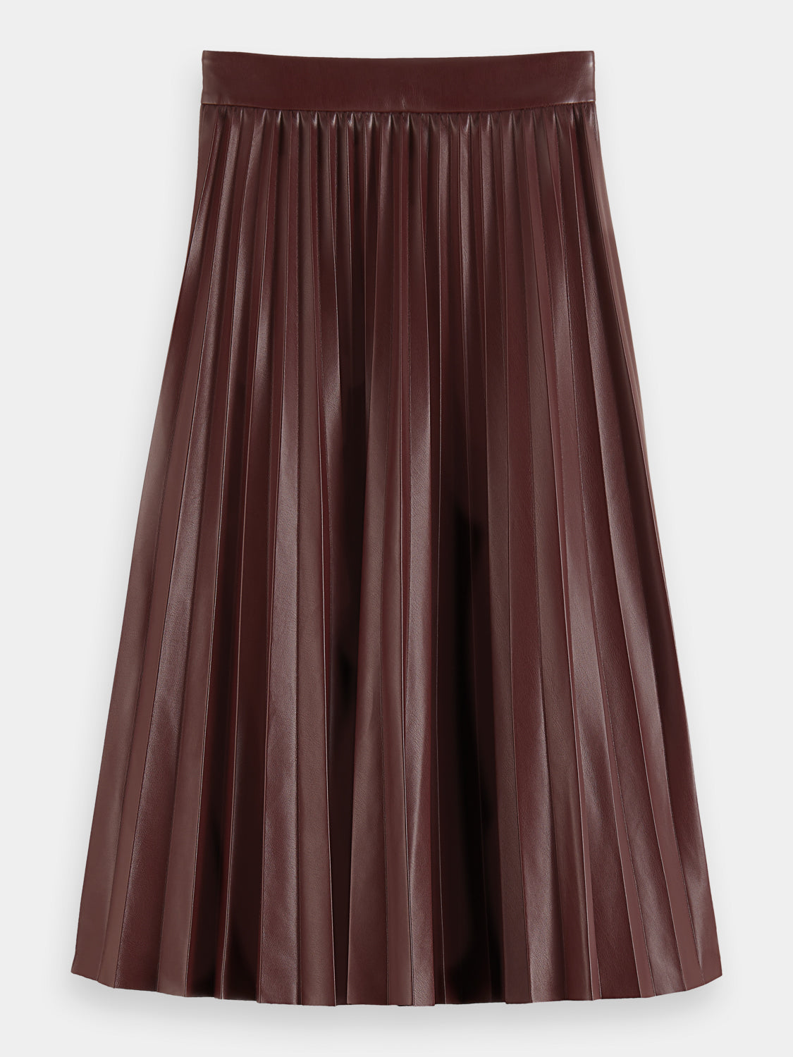 Faux leather pleated skirt midi best sale