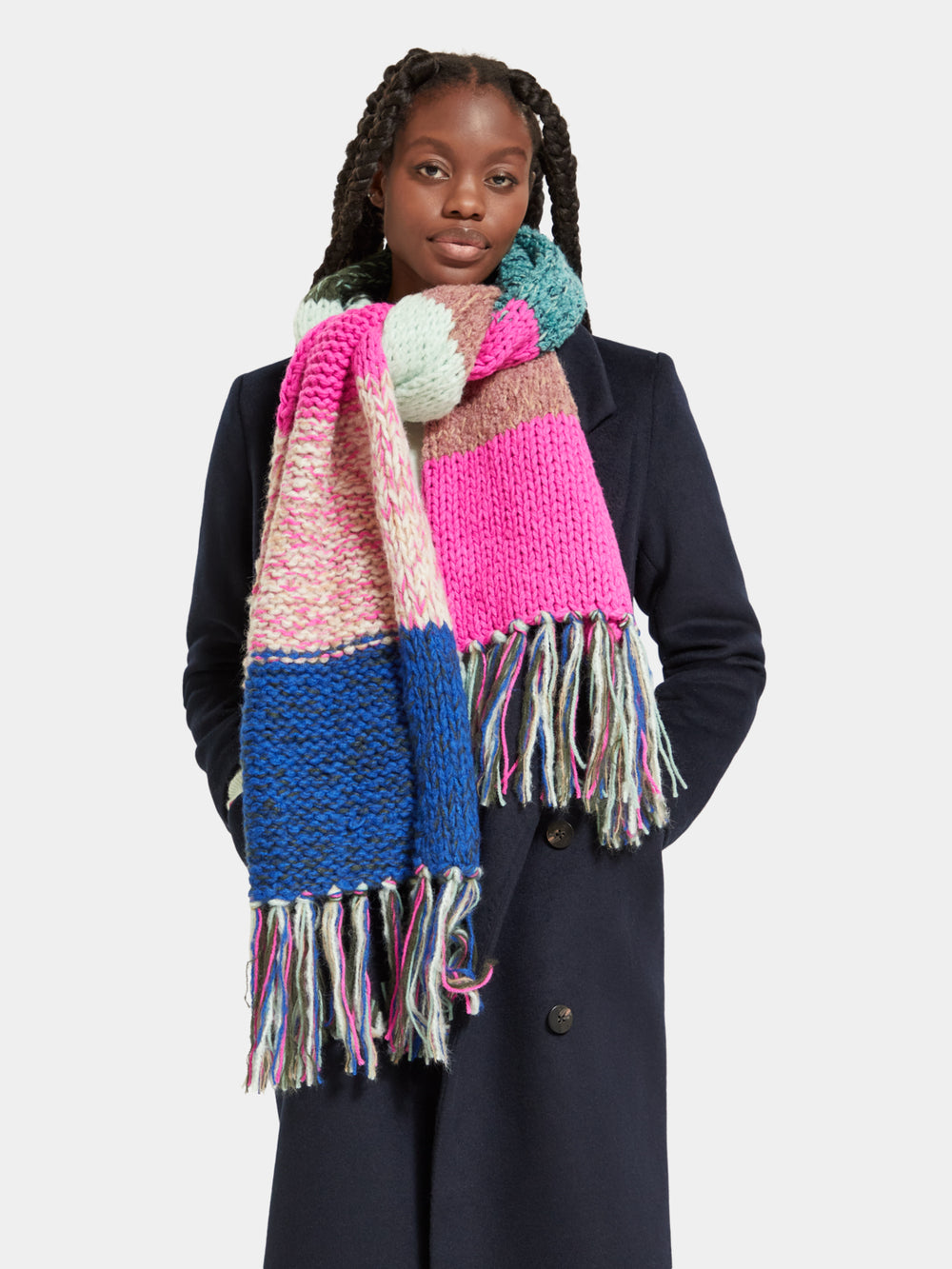 Hand knit colourblock scarf - Scotch & Soda AU