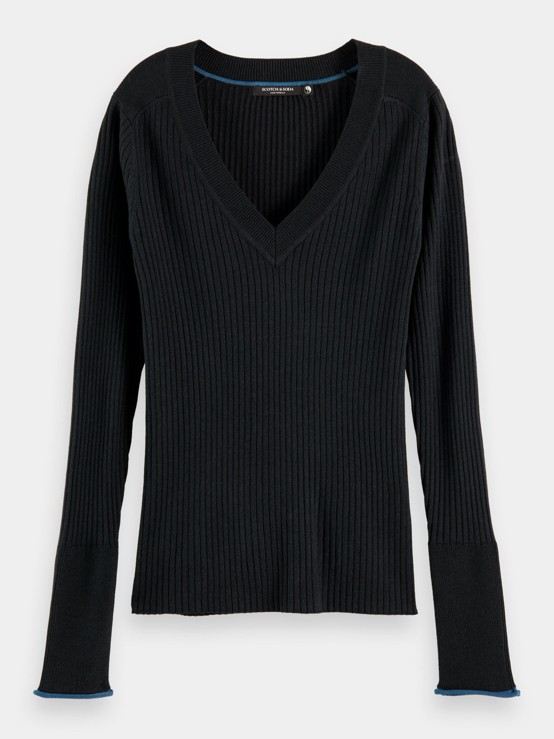 Skinny rib v-neck sweater - Scotch & Soda AU