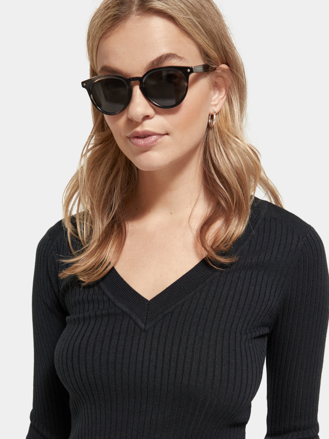 Skinny rib v-neck sweater - Scotch & Soda AU