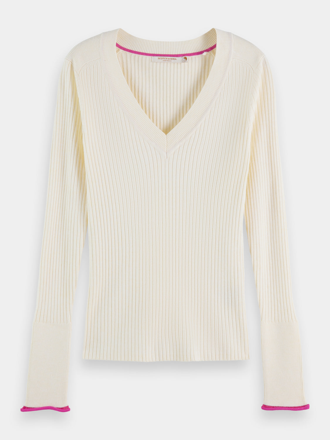 Skinny rib v-neck sweater - Scotch & Soda AU