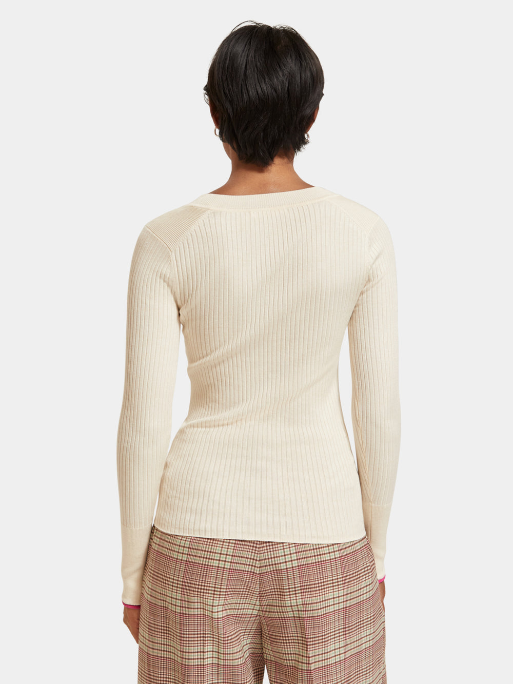 Skinny rib v-neck sweater - Scotch & Soda AU