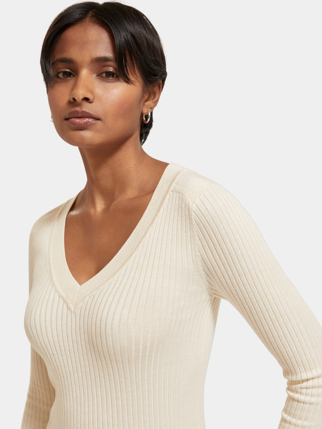 Skinny rib v-neck sweater - Scotch & Soda AU