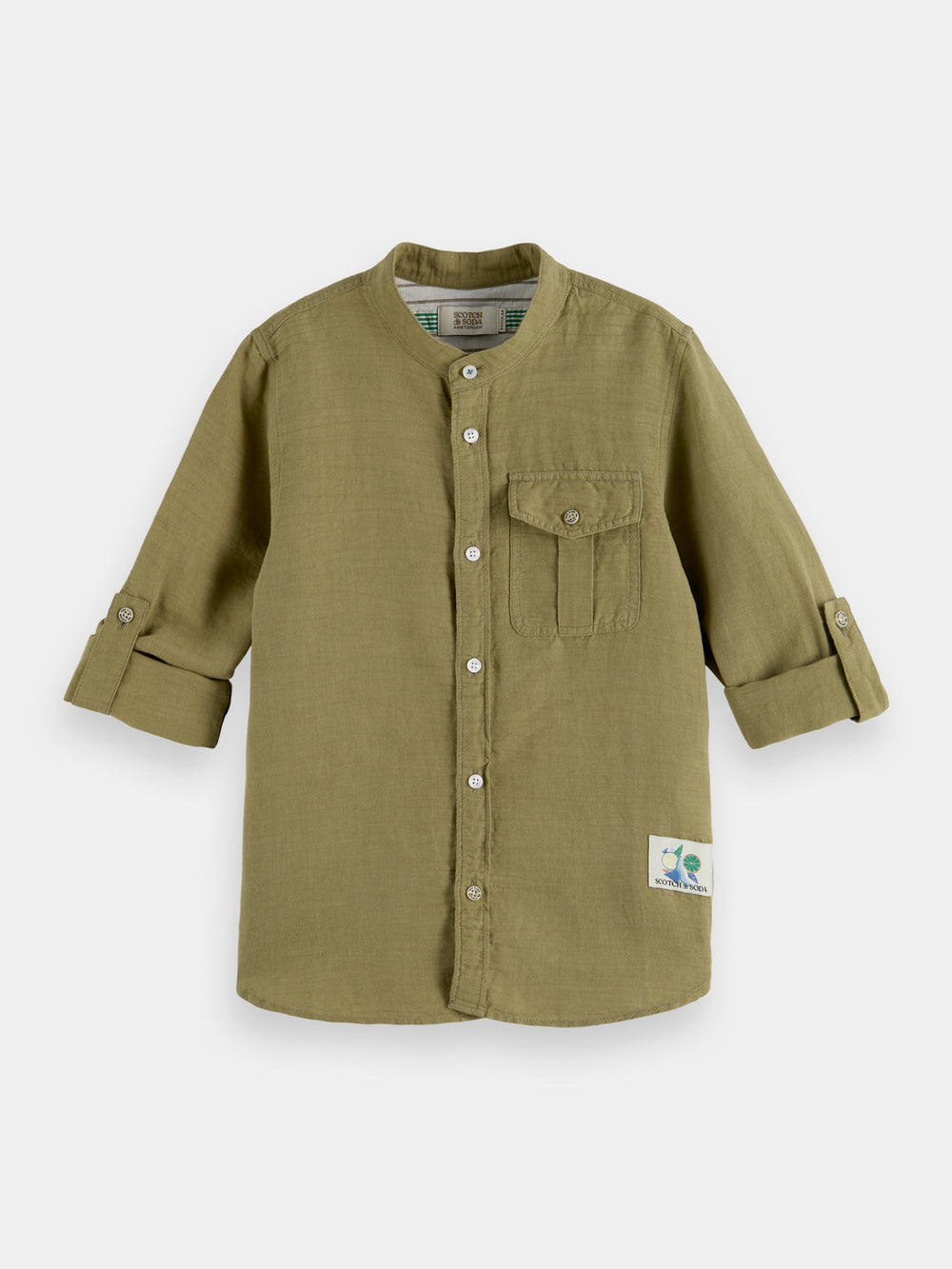 Linen blend shirt with sleeve adjustment - Scotch & Soda AU