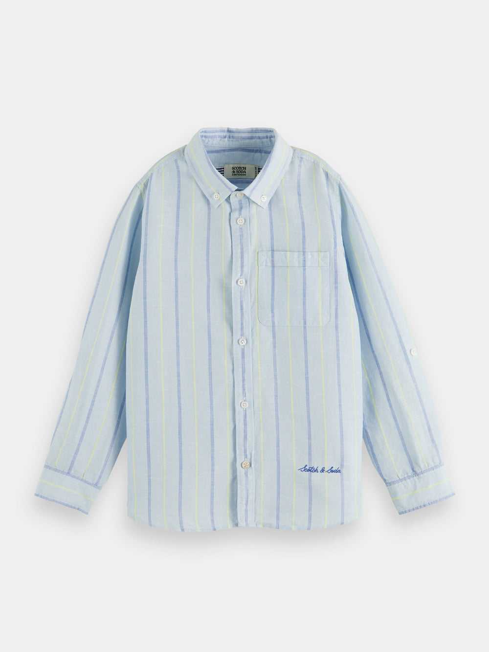 Linen-blended shirt with sleeve adjustment - Scotch & Soda AU