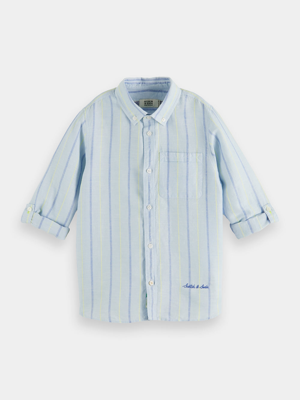 Linen-blended shirt with sleeve adjustment - Scotch & Soda AU