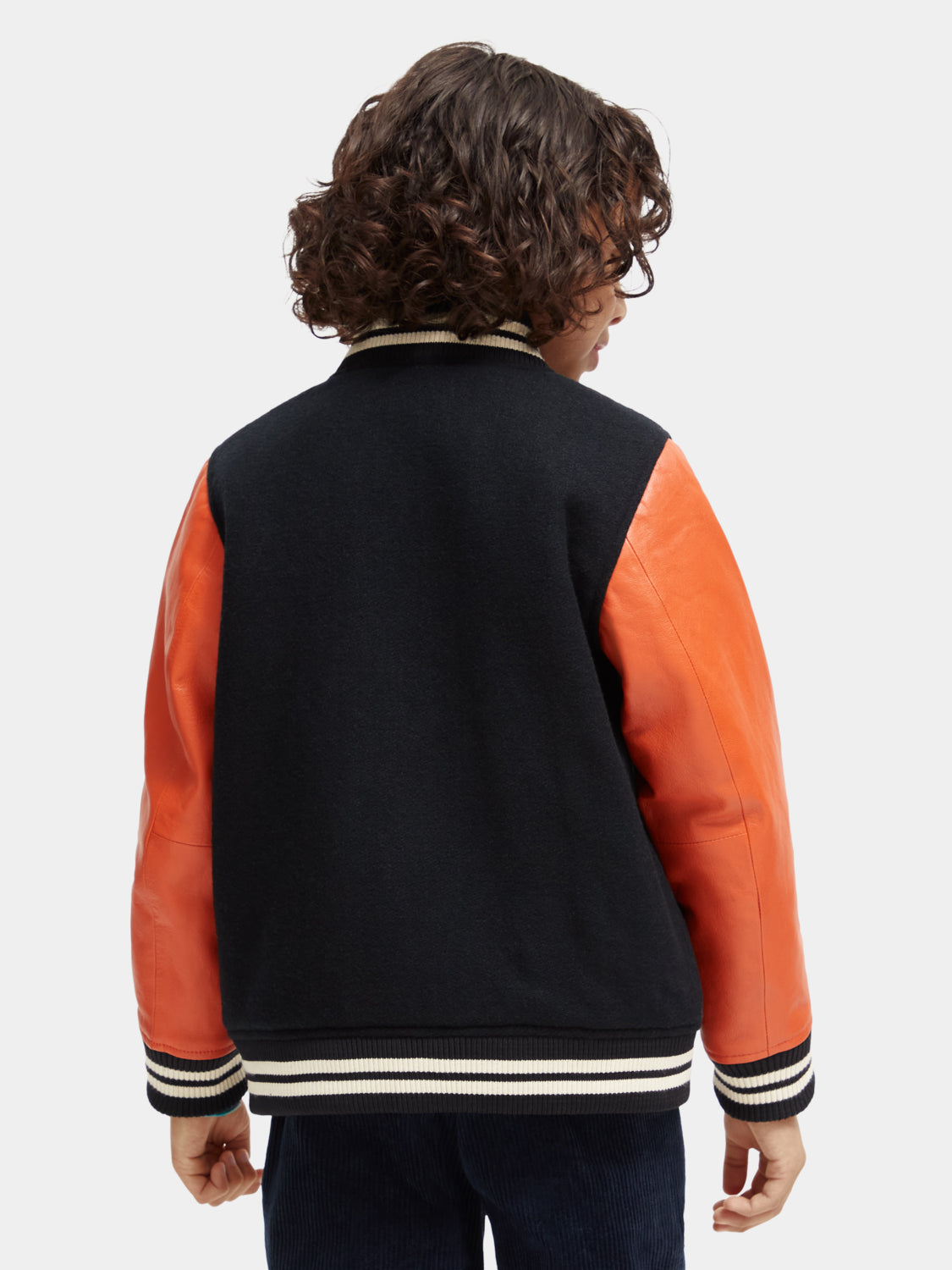 Kids - Wool college jacket with leather sleeves - Scotch & Soda AU