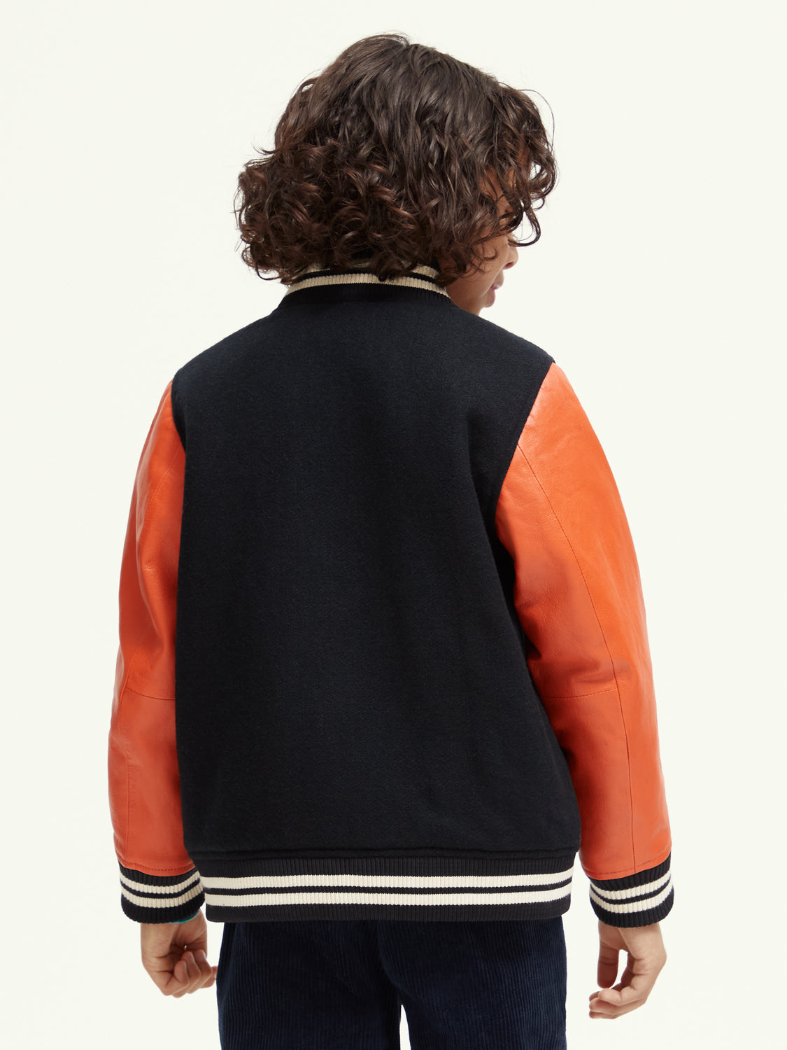 Kids - Wool college jacket with leather sleeves - Scotch & Soda AU