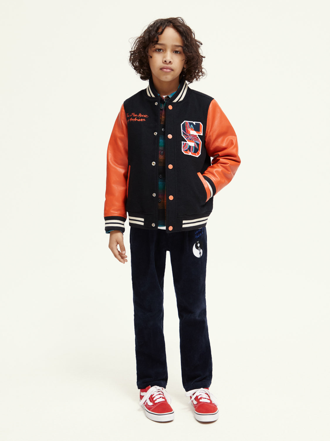 Kids - Wool college jacket with leather sleeves - Scotch & Soda AU