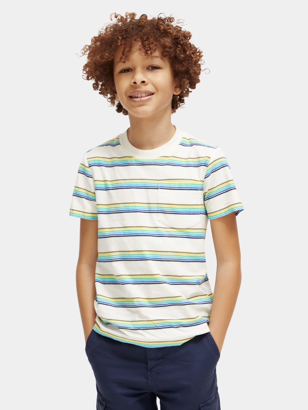 Kids - Relaxed-fit pocketed striped t-shirt - Scotch & Soda AU