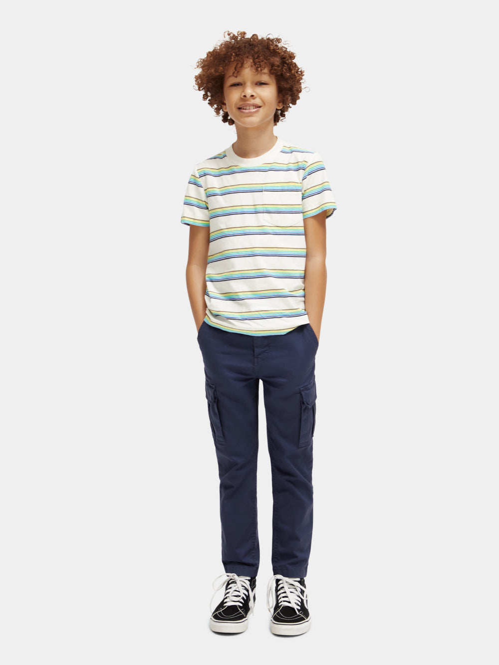 Kids - Relaxed-fit pocketed striped t-shirt - Scotch & Soda AU