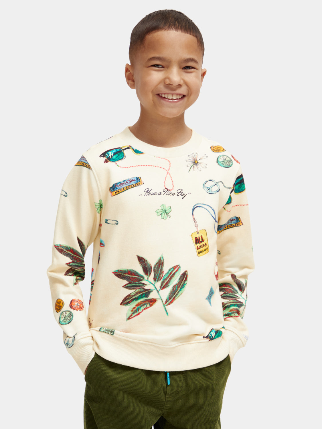 Kids - Printed crewneck sweatshirt - Scotch & Soda AU