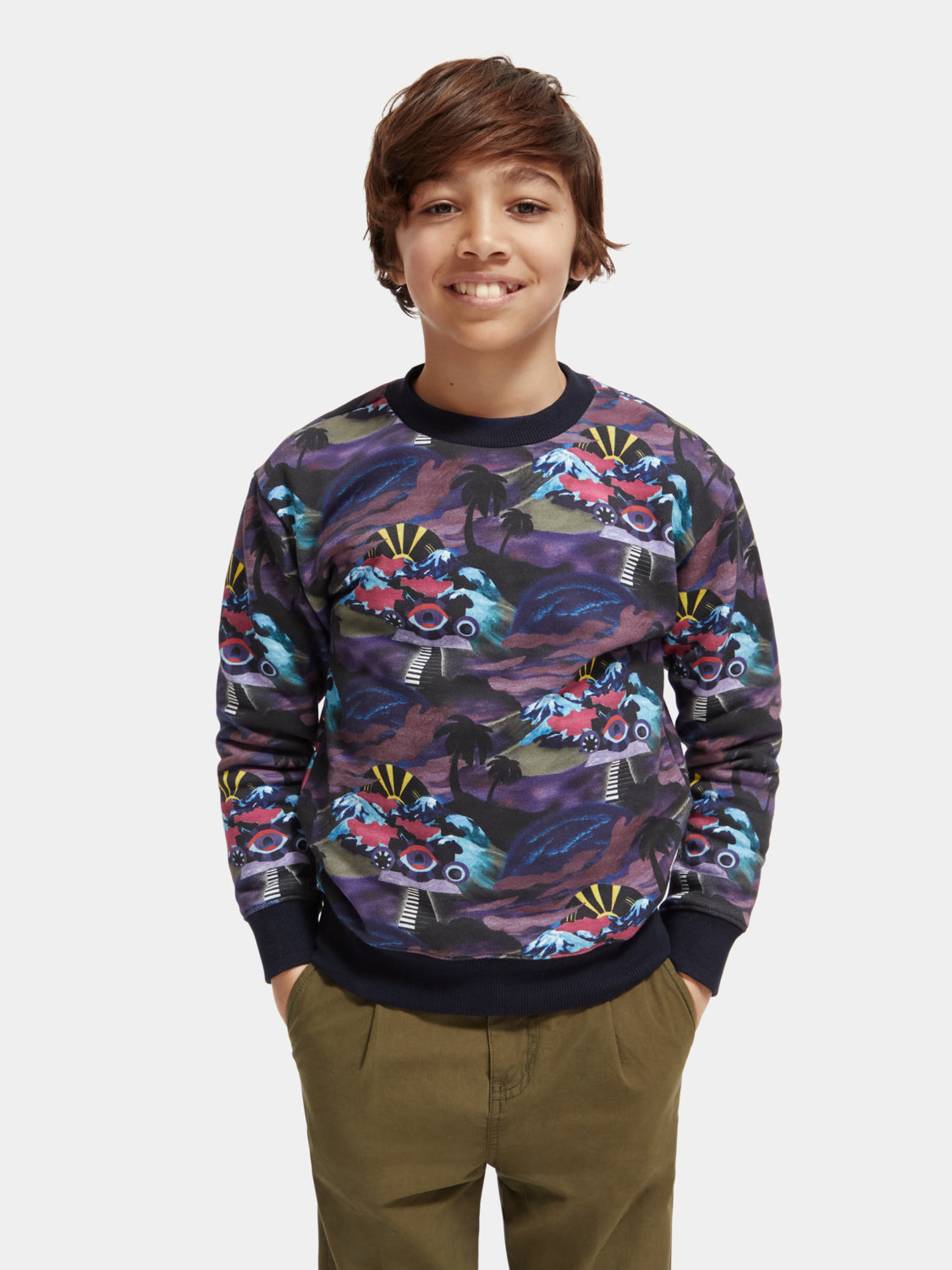 Kids - Relaxed-fit all-over printed sweatshirt - Scotch & Soda AU