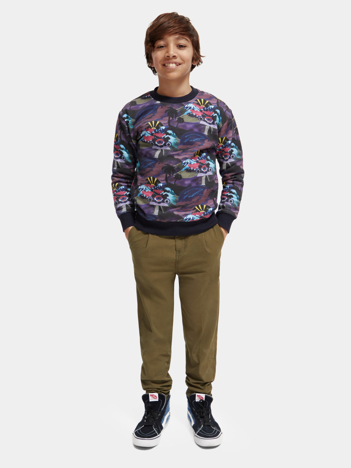 Kids - Relaxed-fit all-over printed sweatshirt - Scotch & Soda AU