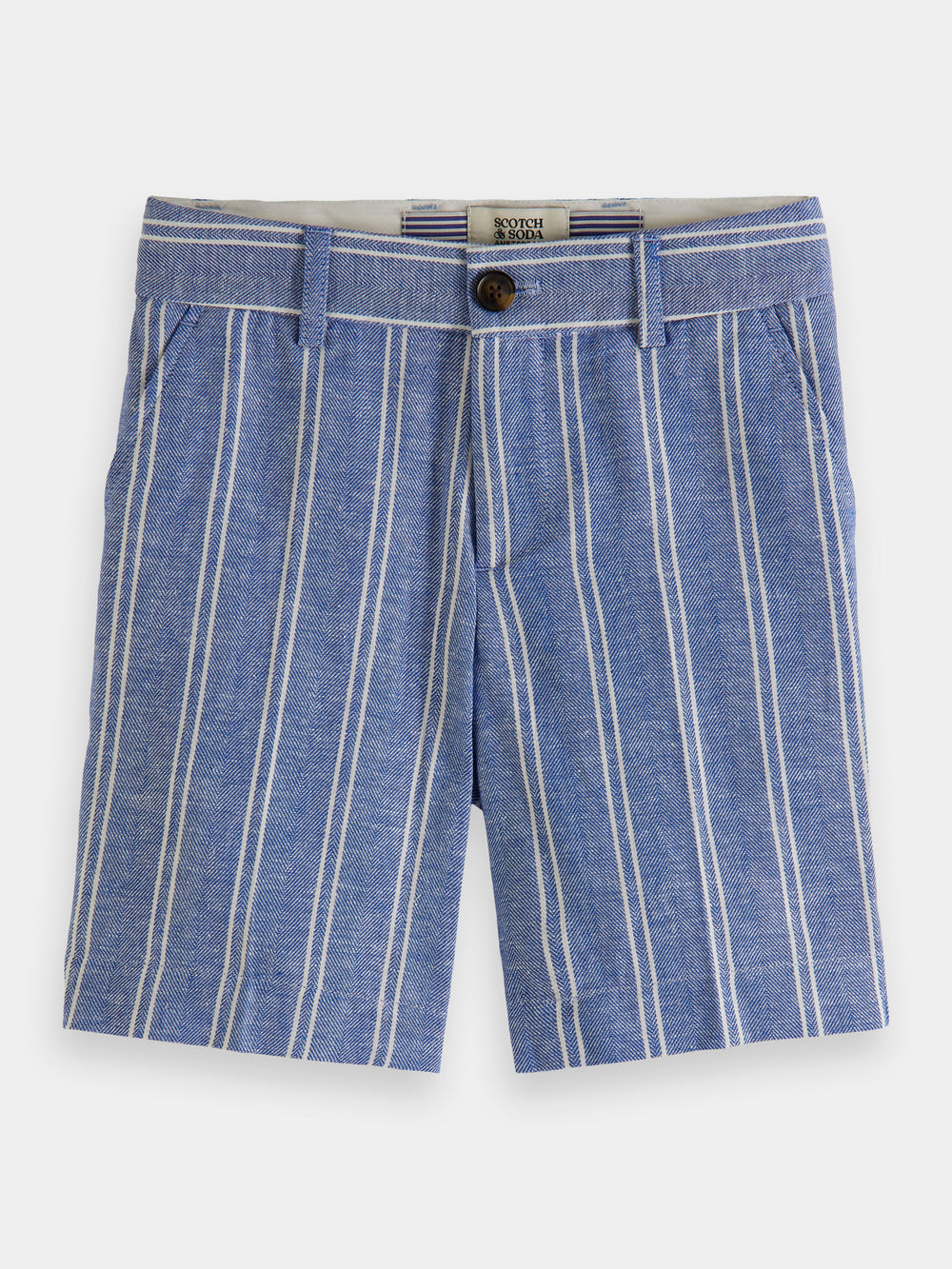 Striped linen-blended shorts - Scotch & Soda AU