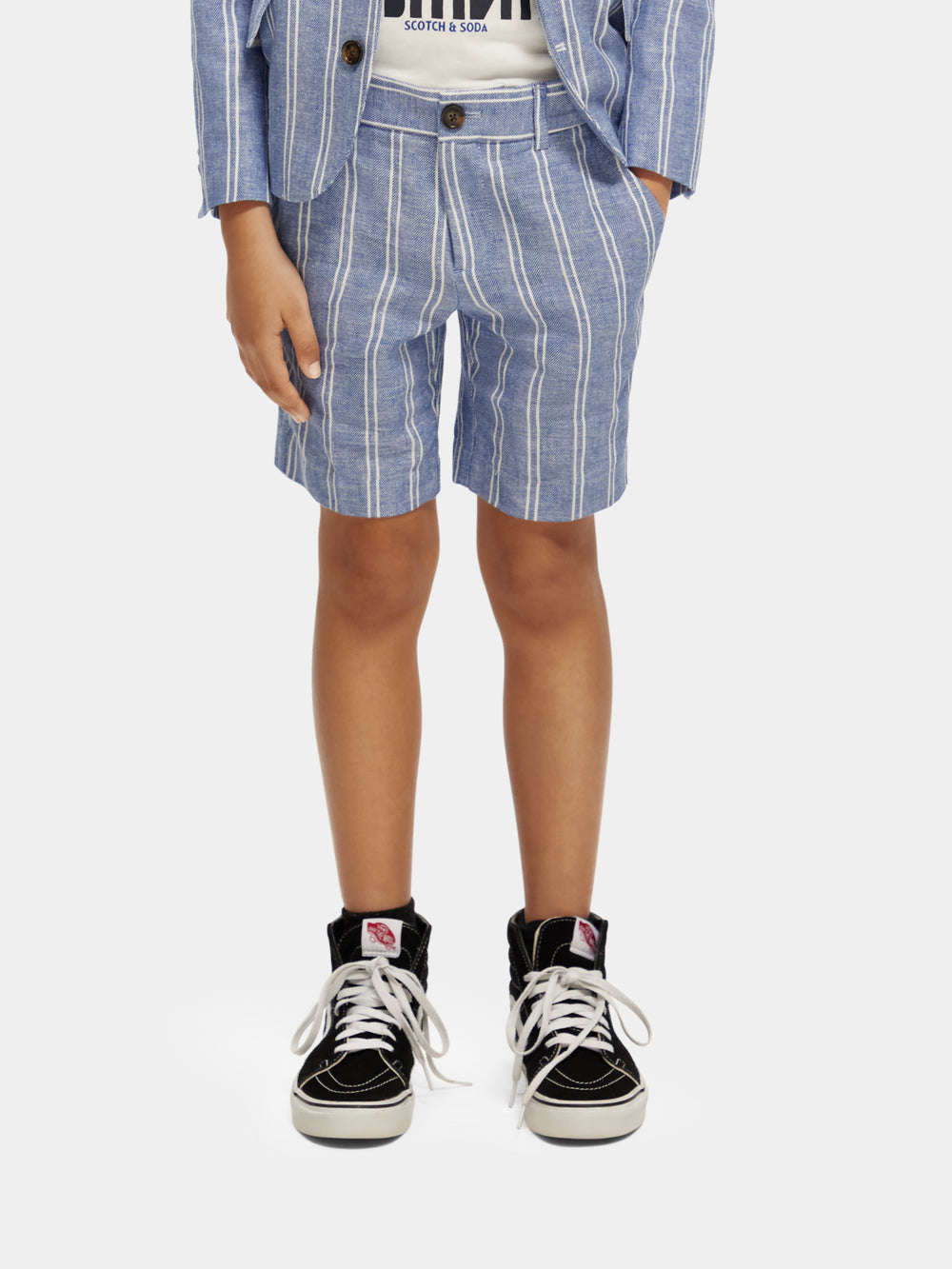 Striped linen-blended shorts - Scotch & Soda AU