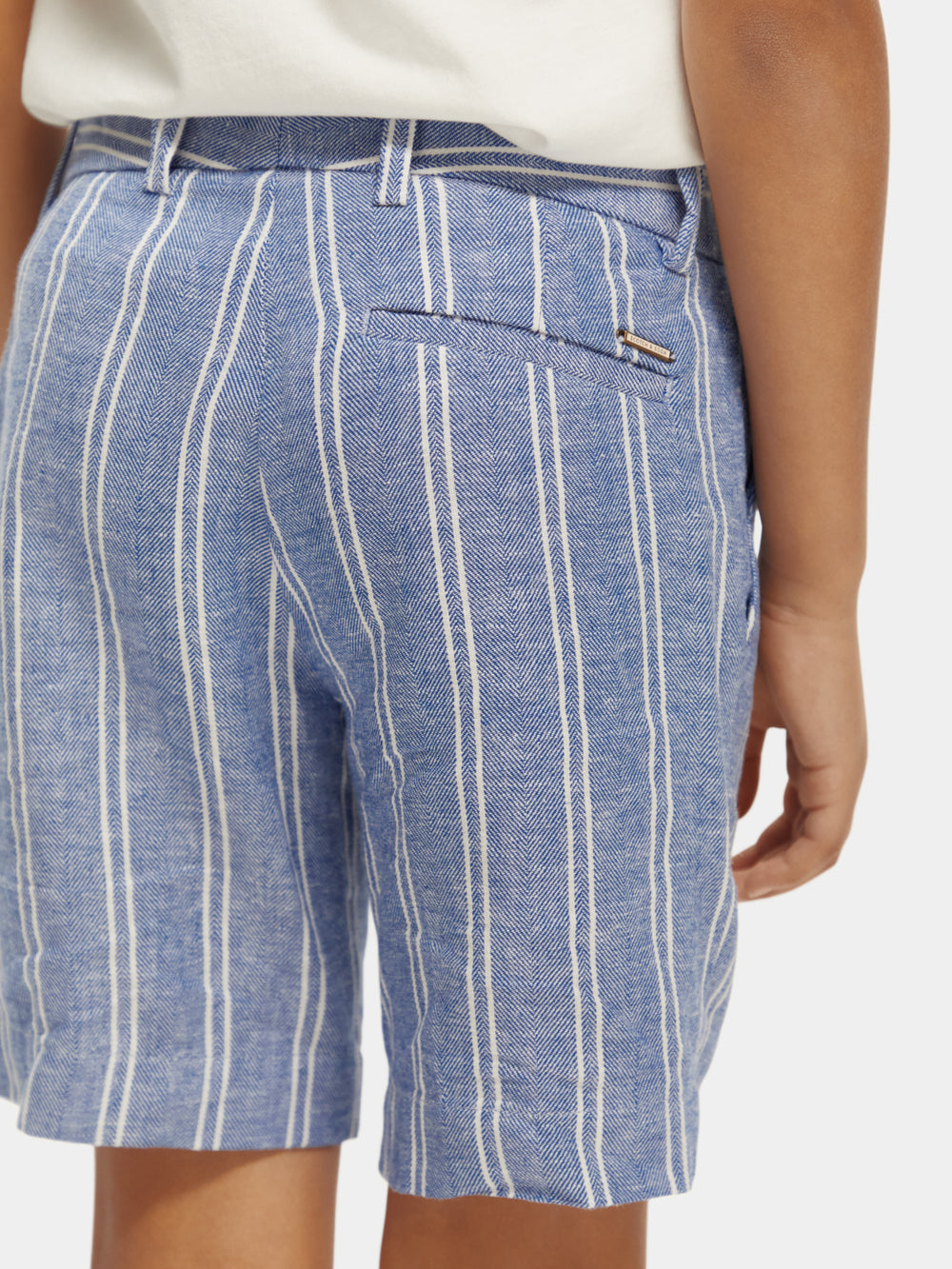 Striped linen-blended shorts - Scotch & Soda AU