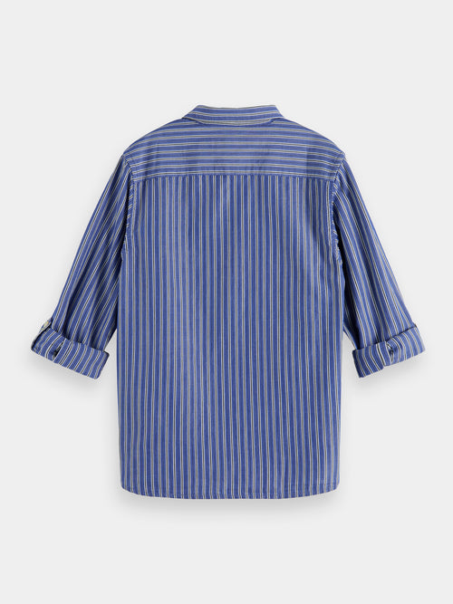 Striped organic cotton shirt with sleeve adjustment - Scotch & Soda AU