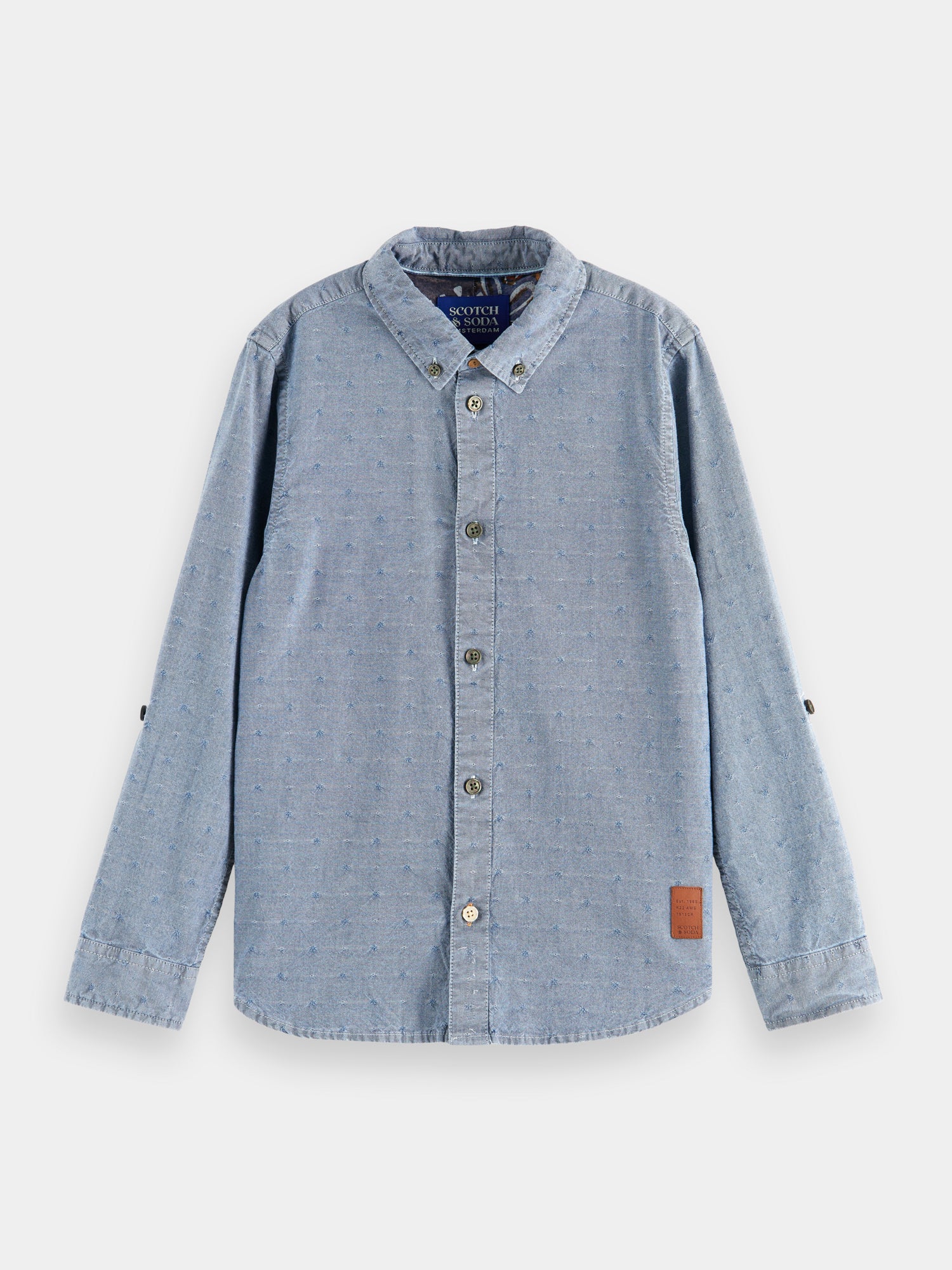 Regular-fit textured shirt with sleeve adjustments - Scotch & Soda AU