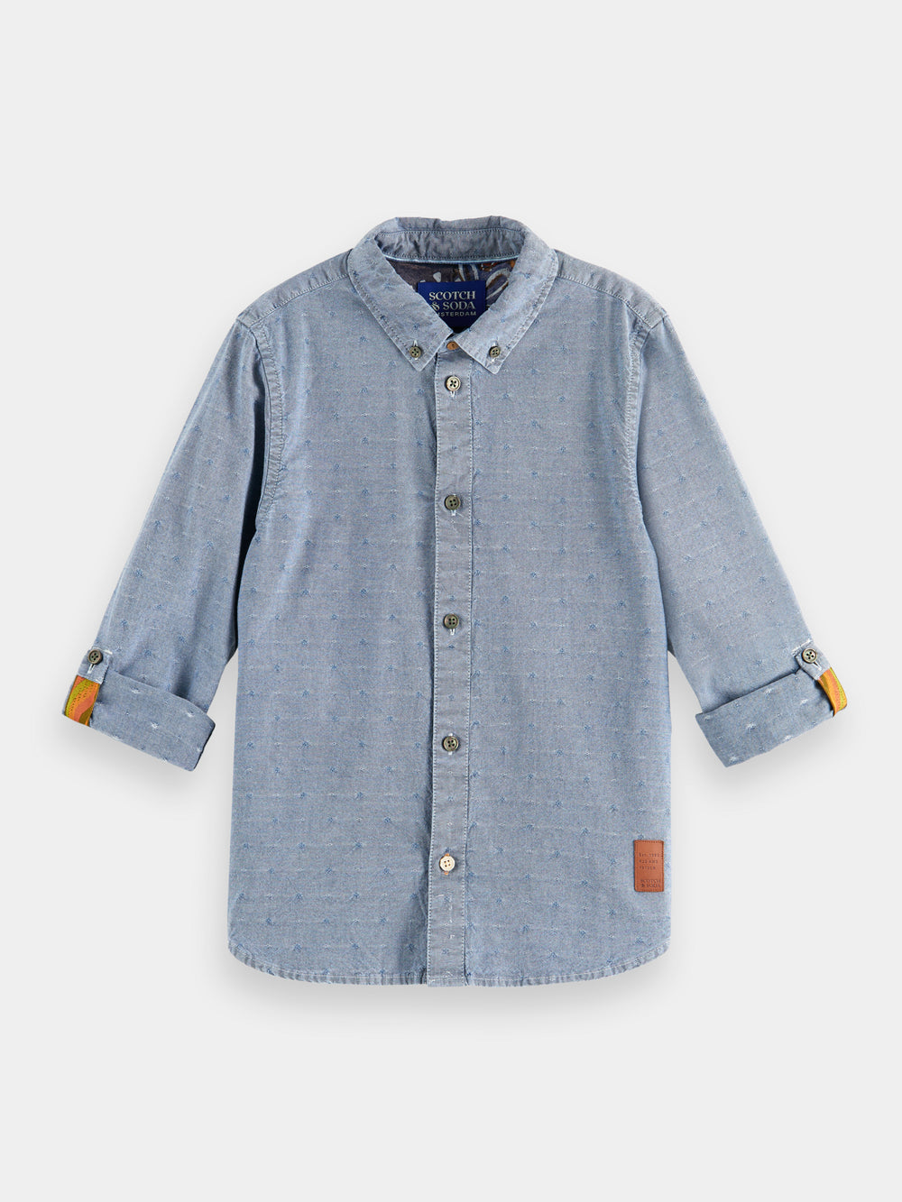Regular-fit textured shirt with sleeve adjustments - Scotch & Soda AU