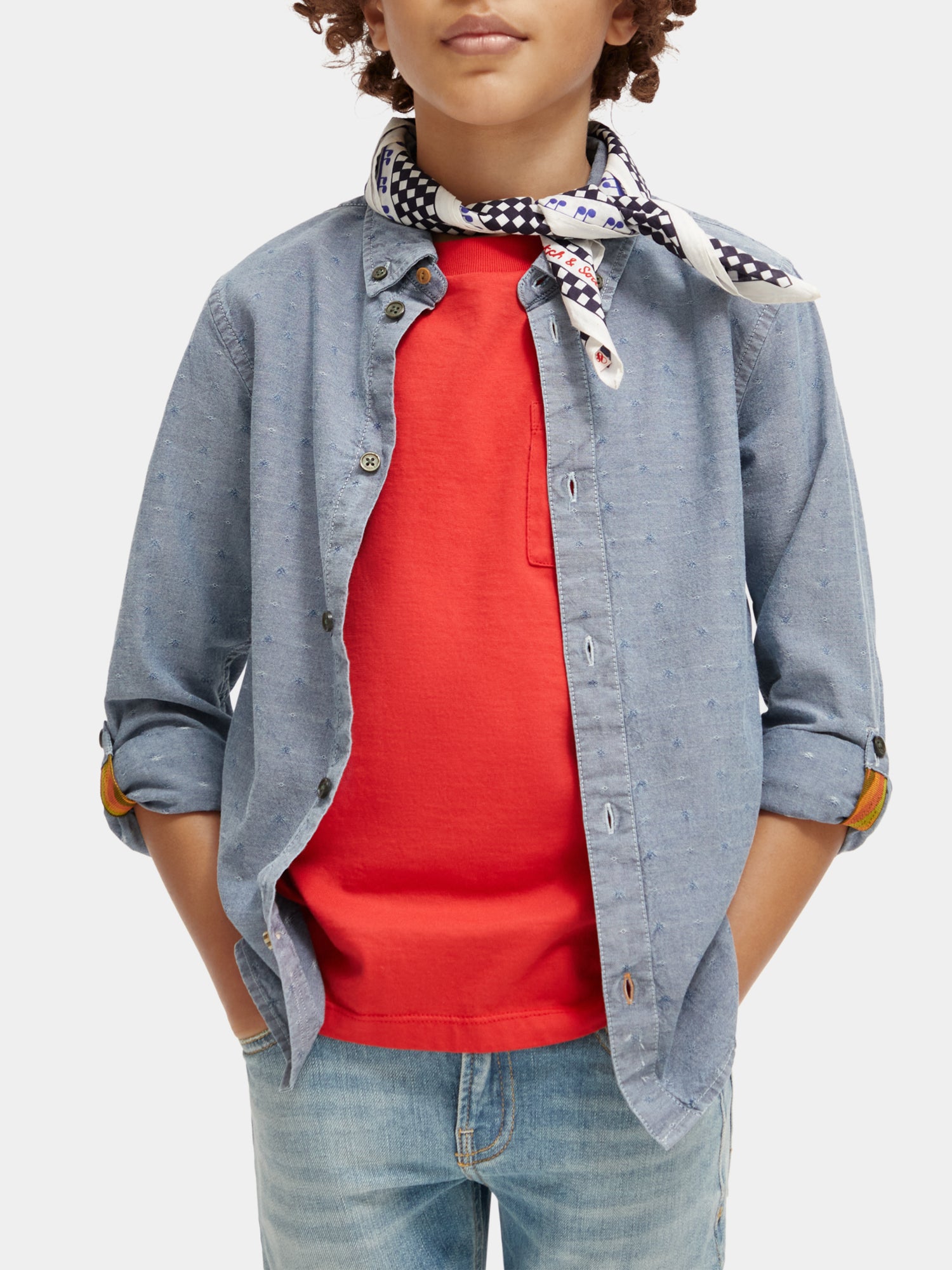 Regular-fit textured shirt with sleeve adjustments - Scotch & Soda AU