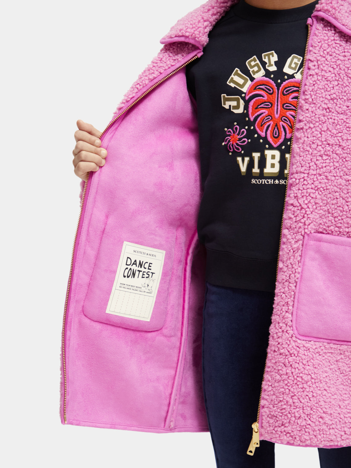 Kids - Longer-length bonded teddy jacket - Scotch & Soda AU