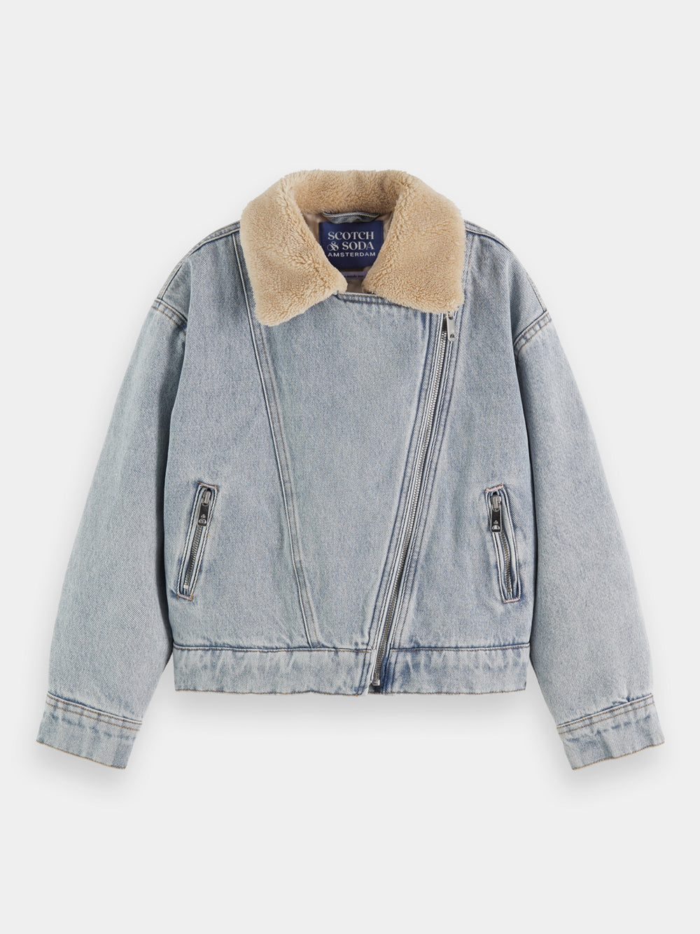 Kids - Teddy lined denim biker jacket - Scotch & Soda AU